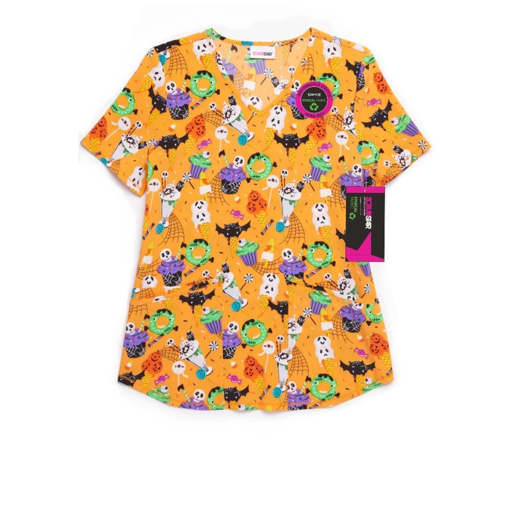 Scrubstar Women's Scary Sweets Scrub Top, Size xl